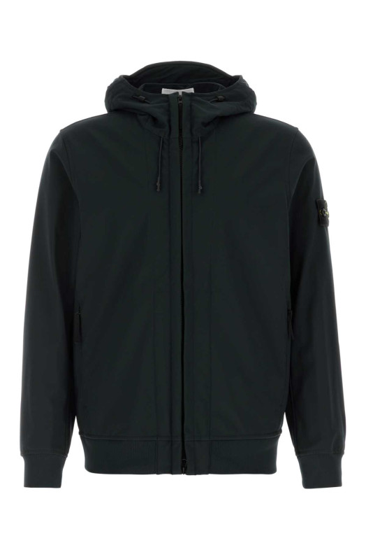 Black stretch polyester jacket Black STONE ISLAND (L2S15Q100004S0B22)