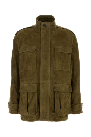 Olive green suede jacket Khaki SALVATORE FERRAGAMO (145856796459)