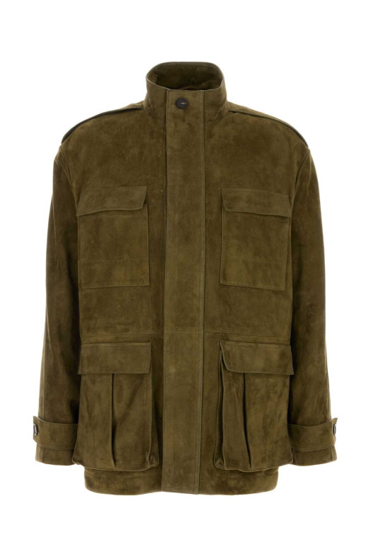 Olive green suede jacket Khaki SALVATORE FERRAGAMO (145856796459)