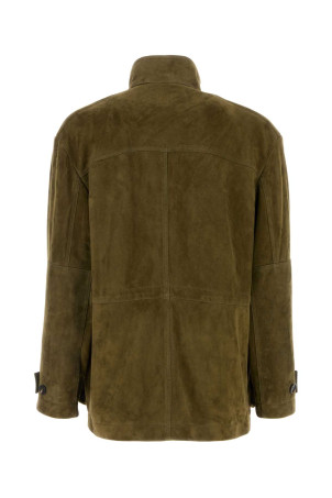 Olive green suede jacket Khaki SALVATORE FERRAGAMO (145856796459)