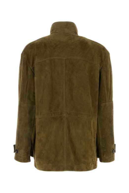 Olive green suede jacket Khaki SALVATORE FERRAGAMO (145856796459)