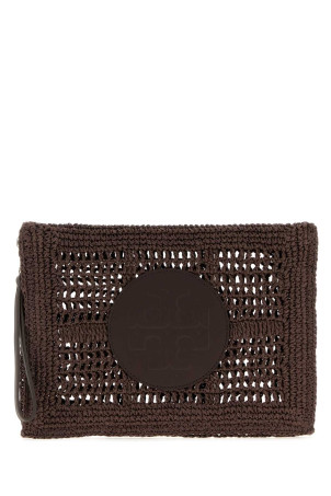 Brown raffia Ella clutch Multicolor TORY BURCH (183254)