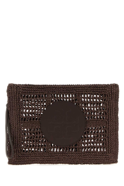Brown raffia Ella clutch Multicolor TORY BURCH (183254)