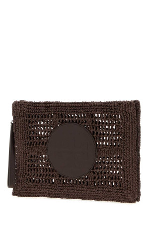 Brown raffia Ella clutch Multicolor TORY BURCH (183254)