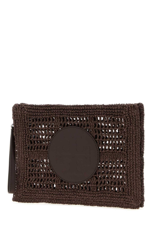 Brown raffia Ella clutch Multicolor TORY BURCH (183254)