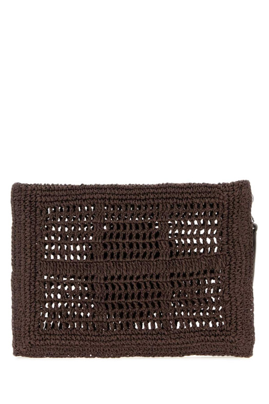 Brown raffia Ella clutch Multicolor TORY BURCH (183254)