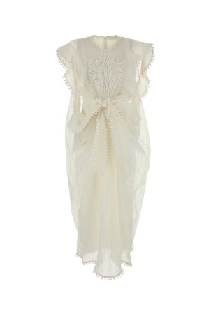 White linen blend Balance dress Black ZIMMERMANN (2928DS253)