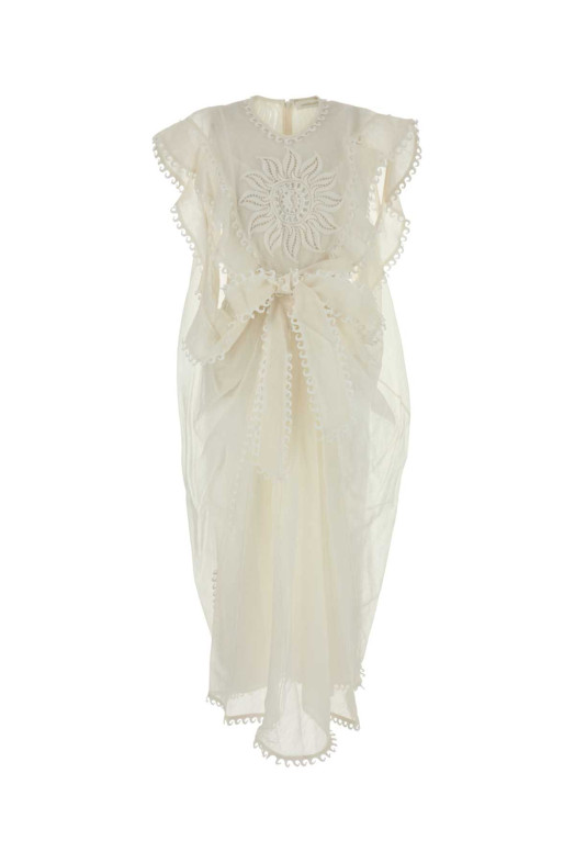 White linen blend Balance dress Black ZIMMERMANN (2928DS253)