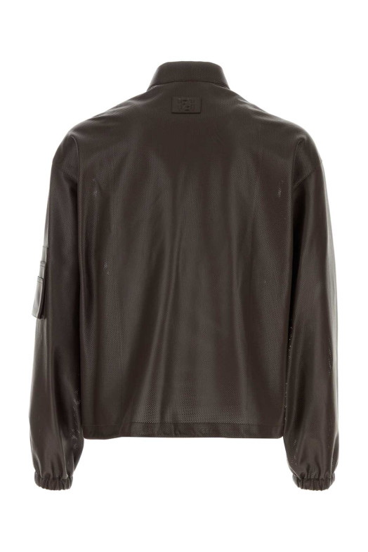 Chocolate nappa leather bomber jacket FENDI (FPJ156AVZZ)