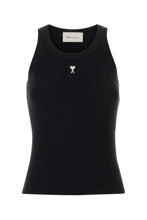 Black stretch cotton tank top AMI (FTP811JE0117)