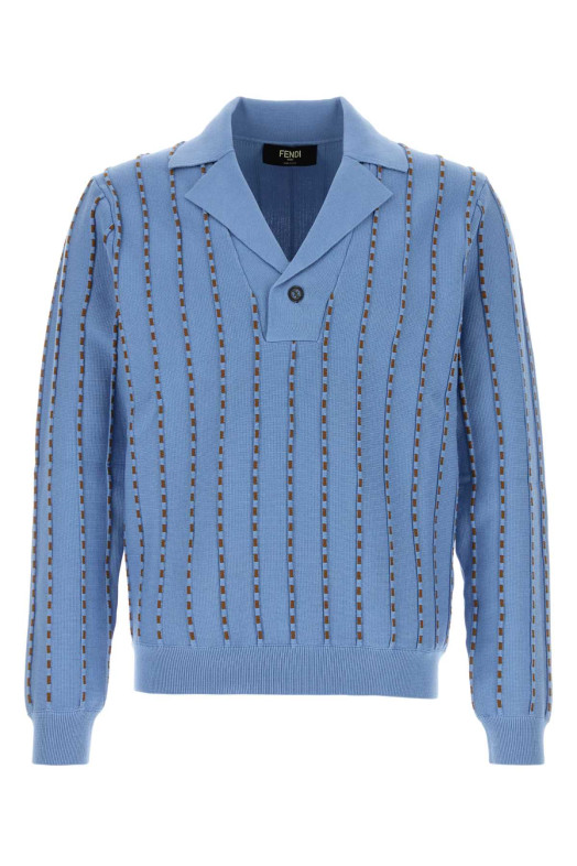 Cerulean blue cotton polo shirt FENDI (FZC171AWZ1)