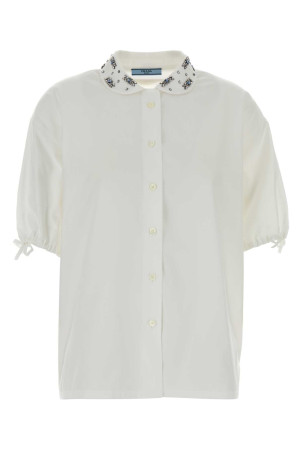 White poplin shirt Black PRADA (P450IRSOOO17DG)