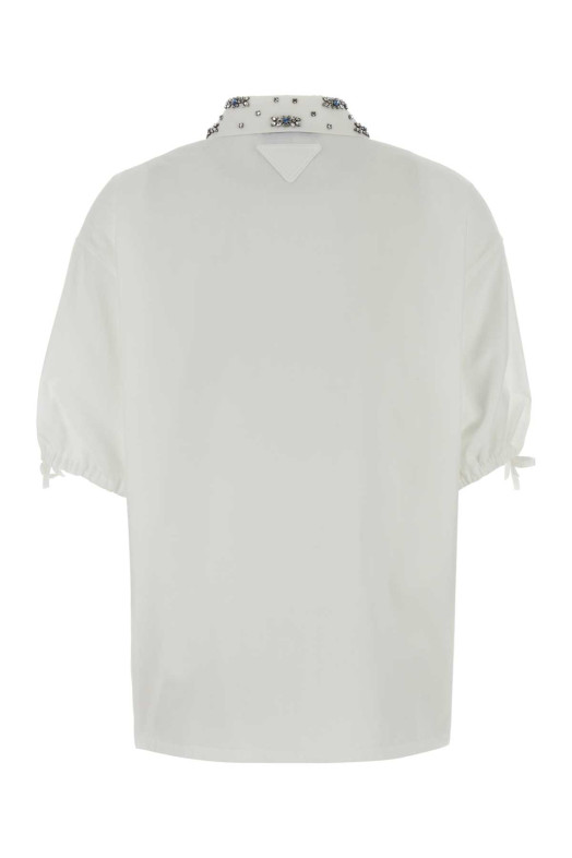 Біла сорочка з попліну, чорна, PRADA (P450IRSOOO17DG)
