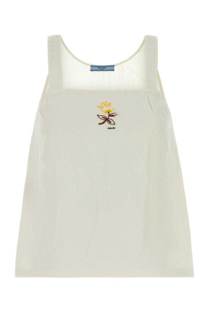 White linen top Black PRADA (P913ORSOOO122G)