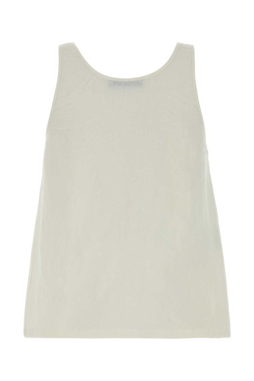 Белая льняная блузка черного цвета от PRADA (P913ORSOOO122G)