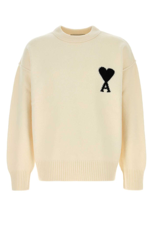 Ivory wool sweater Blue AMI (UKS838018)