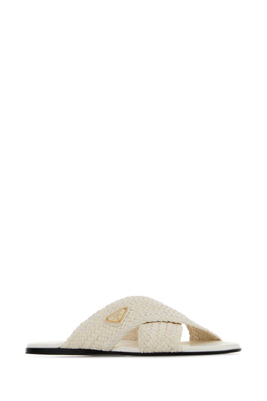 Білі шкіряні тапочки PRADA (1XX805F005034)