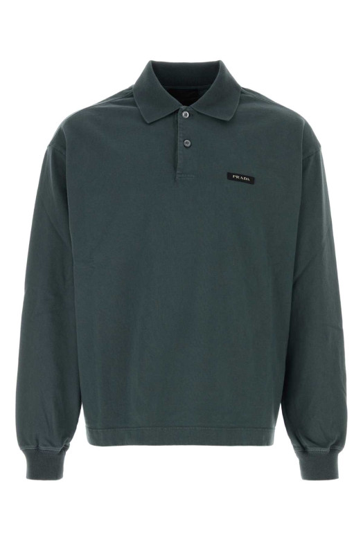 Petrol blue cotton polo shirt PRADA (UJL48DSOOO6281)