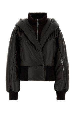 Chocolate leather bomber jacket THE ATTICO (261WCB00127LBT169AA)