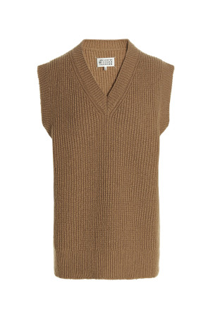 V-neck vest Beige