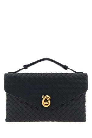 Шкіряна сумочка Knot Lock від BOTTEGA VENETA темно-синього кольору (817191V08Z0)