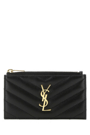 Black leather card holder Black SAINT LAURENT (607915BOW01)