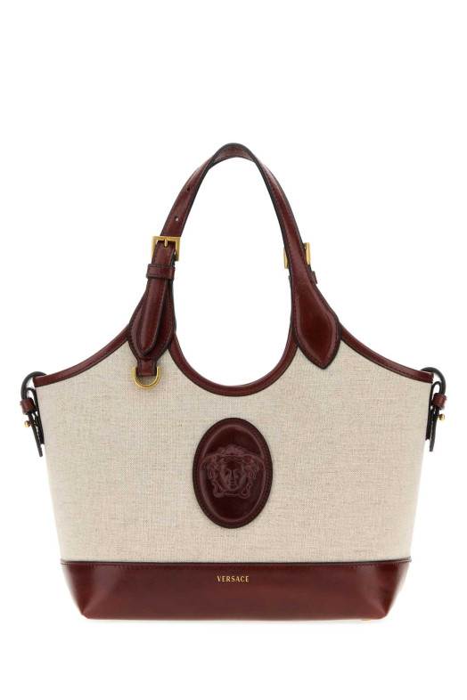Сумка VERSACE «Rivière» из холста цвета «капучино» (10243241A17864)