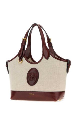 Сумка VERSACE «Rivière» из холста цвета «капучино» (10243241A17864)