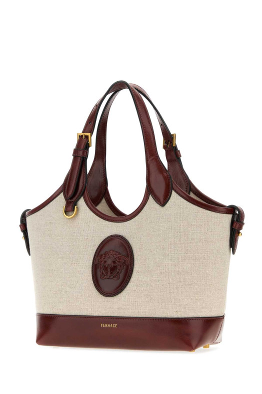 Сумка VERSACE «Rivière» из холста цвета «капучино» (10243241A17864)