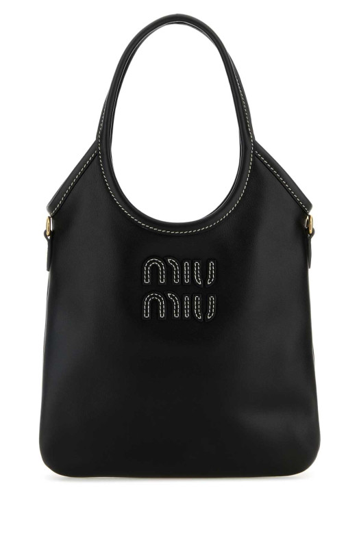 Черная кожаная сумка для покупок Black MIU MIU (5BA281VOLN2CRW)