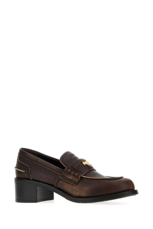 Коричневі шкіряні лофери MIU MIU (5D276EF0503G48)