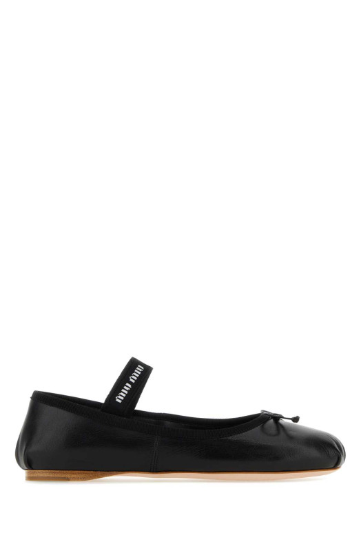 Black leather ballerinas Black MIU MIU (5F794DFDX05XUU)