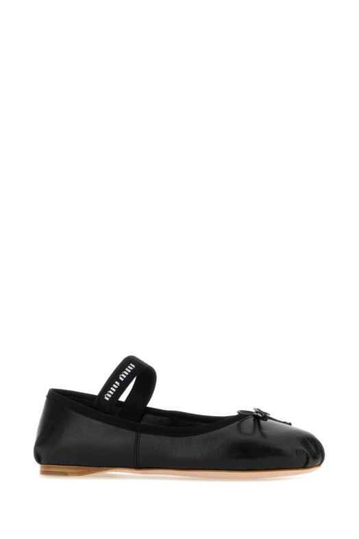 Black leather ballerinas Black MIU MIU (5F794DFDX05XUU)
