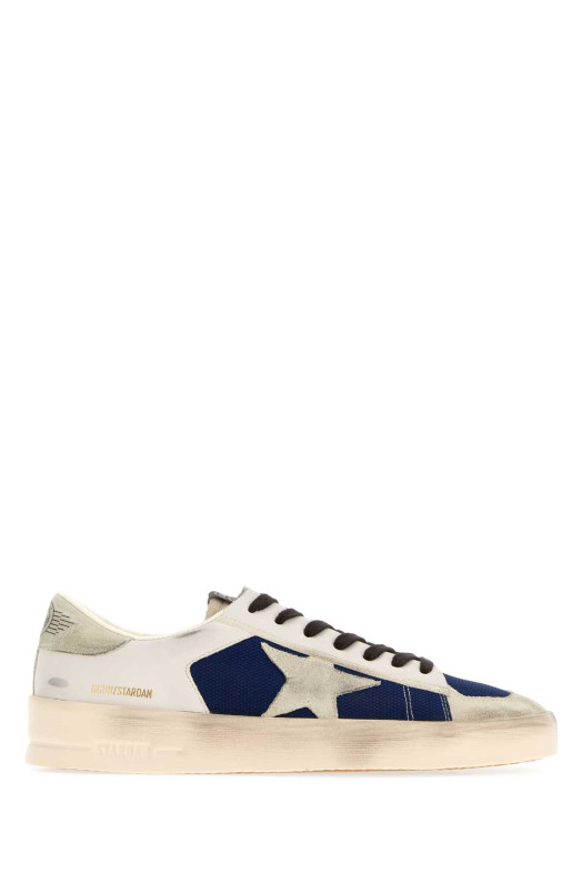 Двухцветные кожано-холщовые кроссовки Stardan от GOLDEN GOOSE DELUXE BRAND (GMF00128F008759)