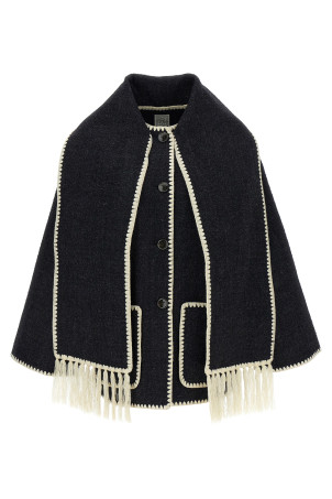 'Embroidered Scarf Jacket Harvest' coat Gray
