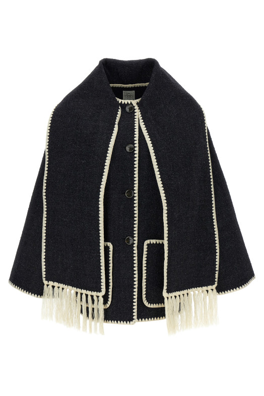 'Embroidered Scarf Jacket Harvest' coat Gray