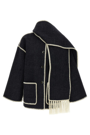 'Embroidered Scarf Jacket Harvest' coat Gray