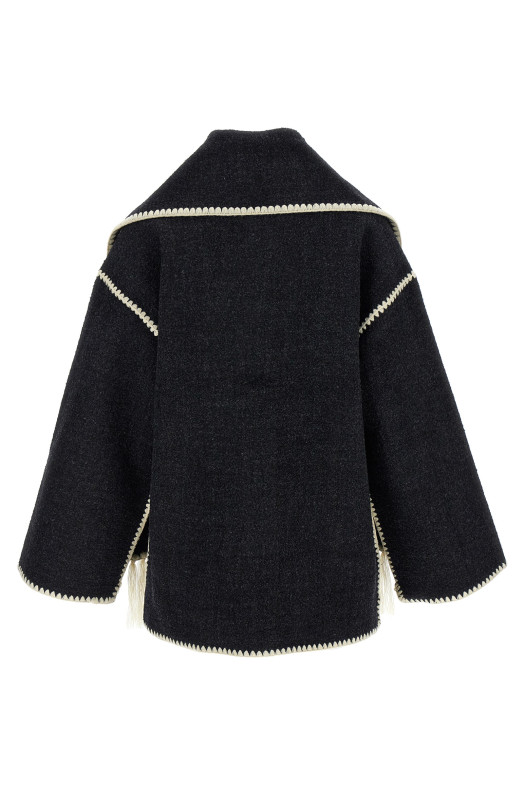 'Embroidered Scarf Jacket Harvest' coat Gray
