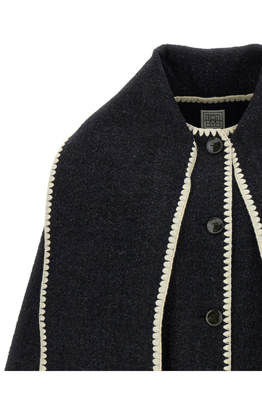 'Embroidered Scarf Jacket Harvest' coat Gray