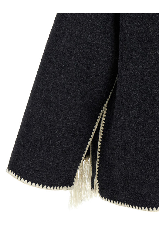 'Embroidered Scarf Jacket Harvest' coat Gray