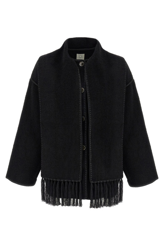 'Embroidered Scarf Jacket Harvest' coat Black
