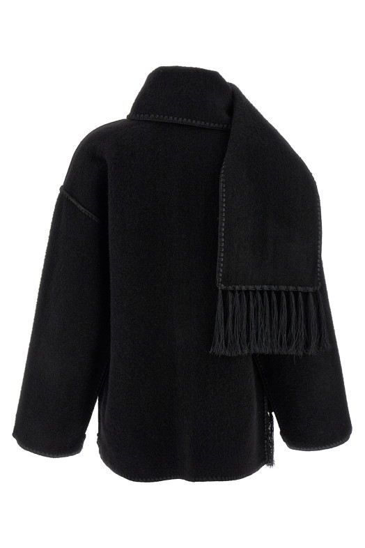 'Embroidered Scarf Jacket Harvest' coat Black