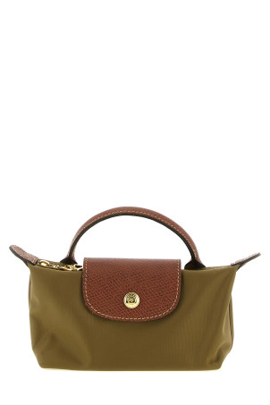 Clutch bag with 'Le Pliage Original' handle Green