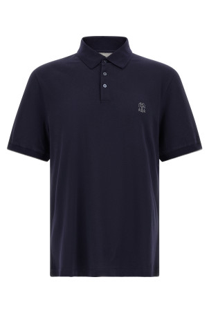 Поло з вишитим логотипом, синє BRUNELLO CUCINELLI ME8548788CD325