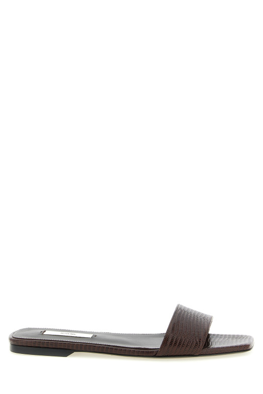 Lizard leather sandals Brown