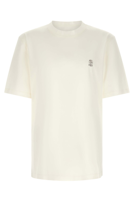 Футболка з вишитим логотипом  Біла BRUNELLO CUCINELLI M0B138440CJB65