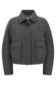 Shearling collar cropped jacket  Gray