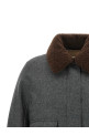 Shearling collar cropped jacket  Gray