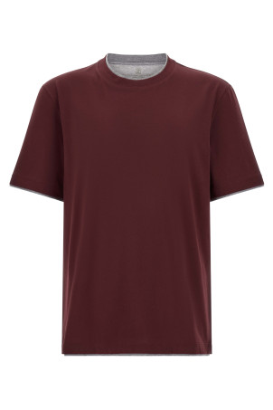 Двухслойная футболка  Бордо BRUNELLO CUCINELLI M0B137427CBB64