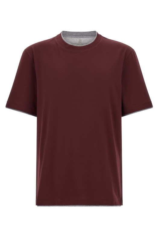Двухслойная футболка  Бордо BRUNELLO CUCINELLI M0B137427CBB64